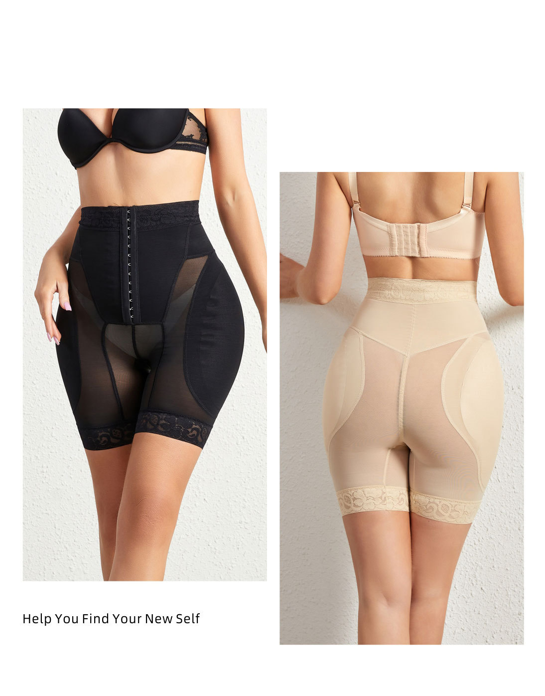 Breasted Mesh Lace Waist Body Shaping Abdominal Girdling ButtLift Plump Hip Pads Shapewear
