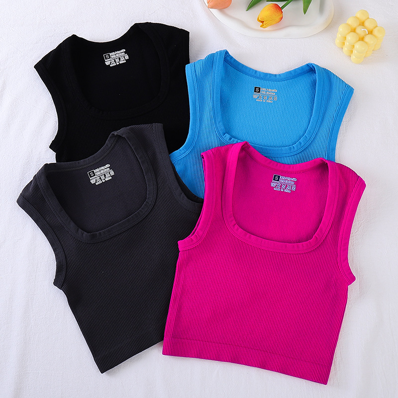 High Quality 95% Cotton 5% Spandex Basic Crop Tank Tops Sleeveless Crop Top for Women