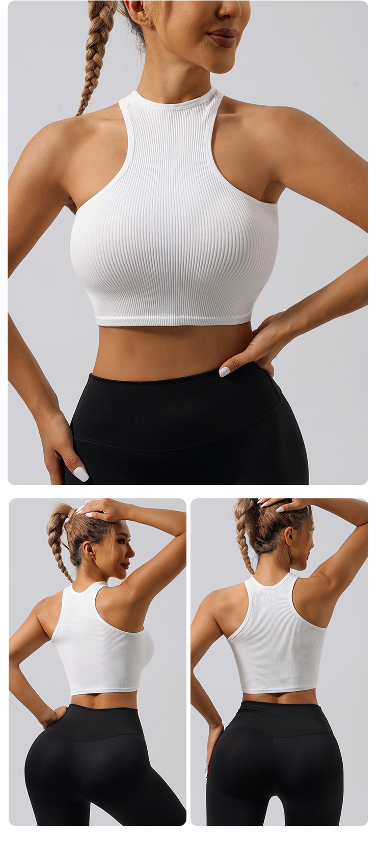 Hot Selling Custom Logo Ribbed Seamless Sleeveless Yoga Vest Cropped Wear Sports Fitness CROP Tops Women Tank Top