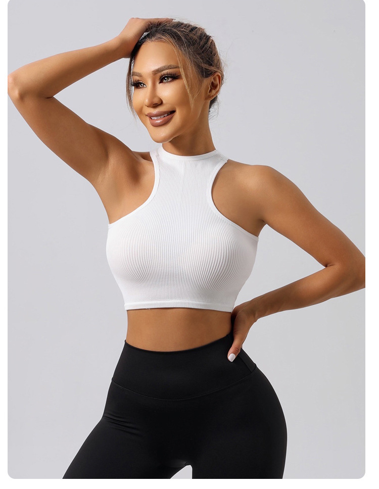 Hot Selling Custom Logo Ribbed Seamless Sleeveless Yoga Vest Cropped Wear Sports Fitness CROP Tops Women Tank Top