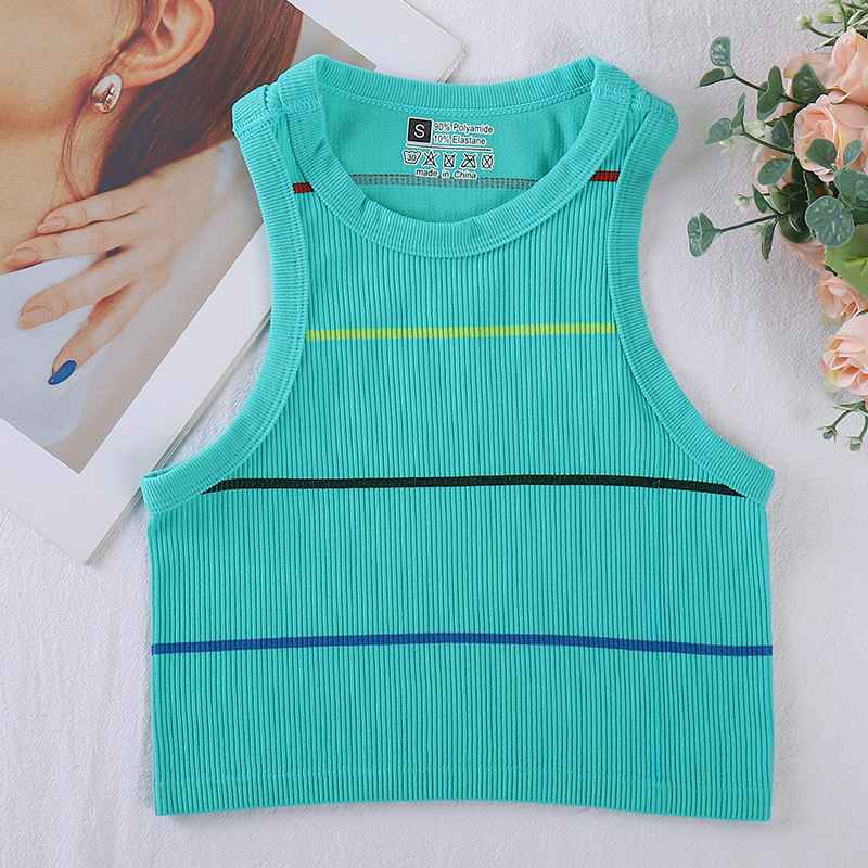 High Quality 95% Cotton 5% Spandex Crew Neck Women Sleeveless Crop Tank Top