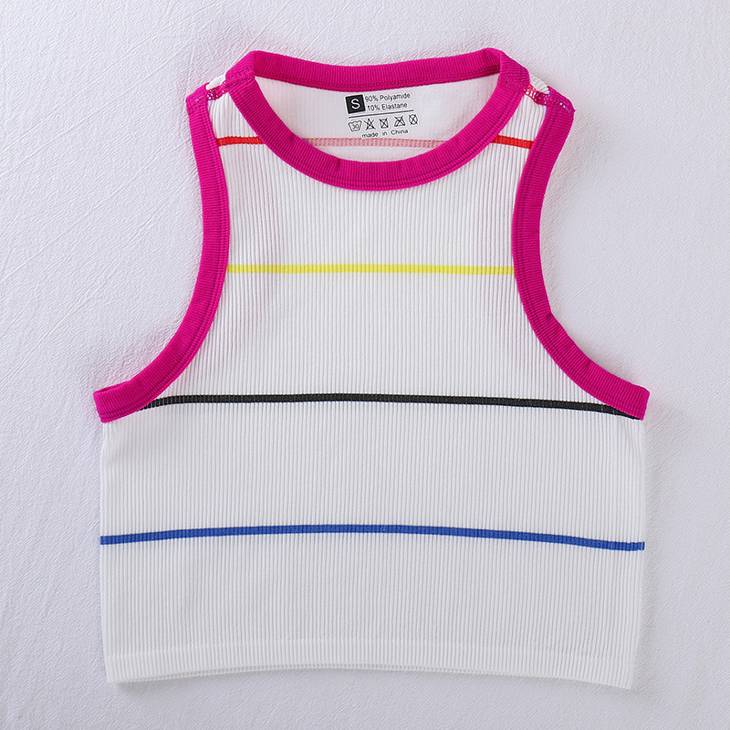 High Quality 95% Cotton 5% Spandex Crew Neck Women Sleeveless Crop Tank Top