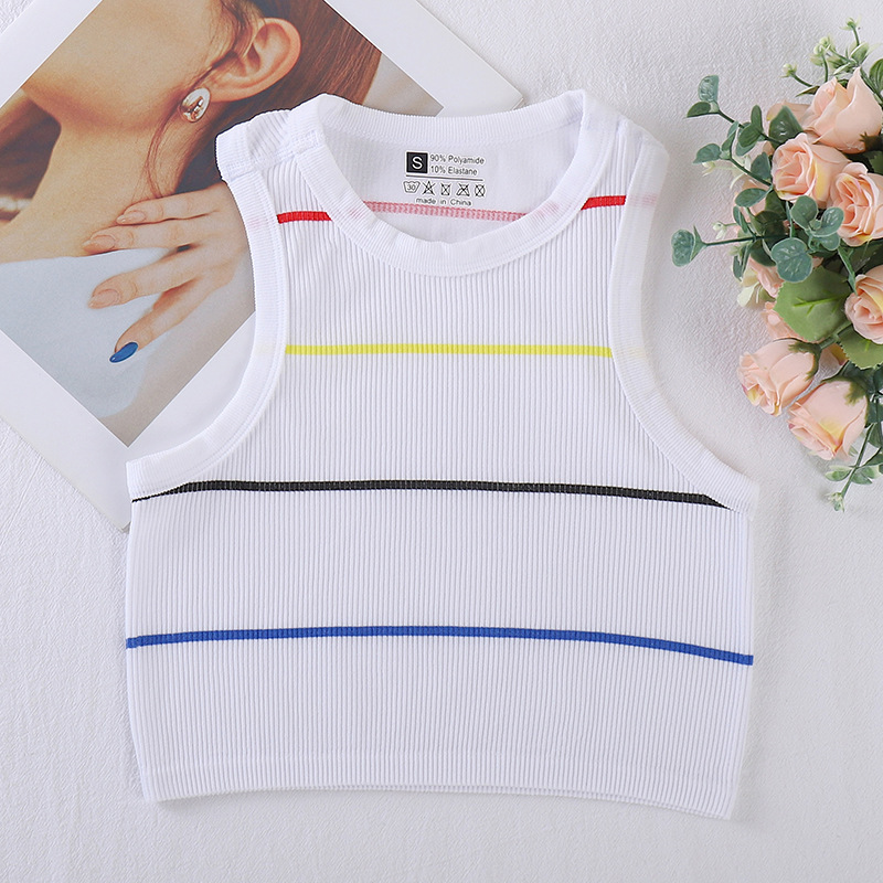 High Quality 95% Cotton 5% Spandex Crew Neck Women Sleeveless Crop Tank Top