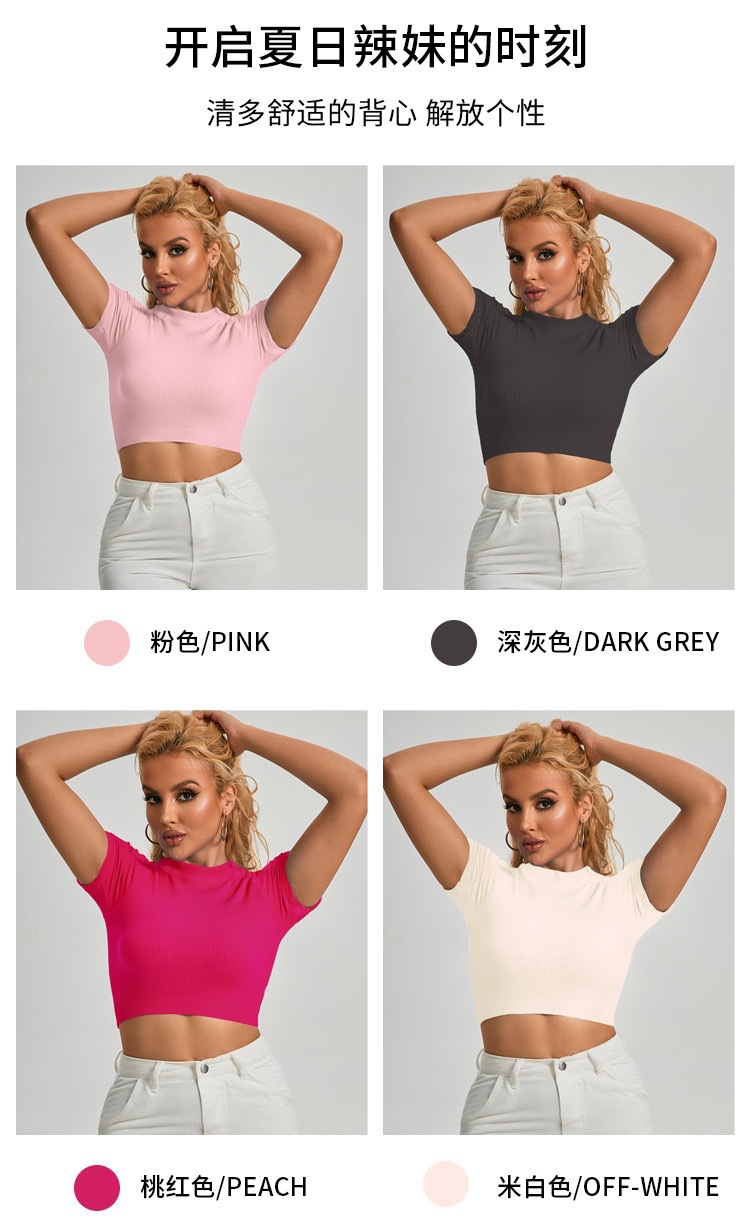 High Quality Popular Women's Crops Tops Ladies Blouse Cotton Plain Crop Top Shirt Cropped t Shirt Gym Sport T Shirts
