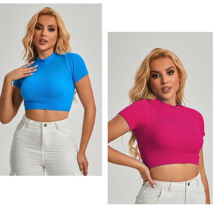 High Quality Popular Women's Crops Tops Ladies Blouse Cotton Plain Crop Top Shirt Cropped t Shirt Gym Sport T Shirts