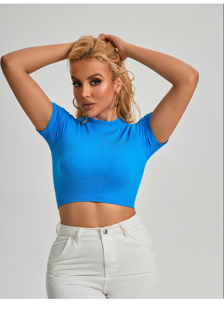 High Quality Popular Women's Crops Tops Ladies Blouse Cotton Plain Crop Top Shirt Cropped t Shirt Gym Sport T Shirts