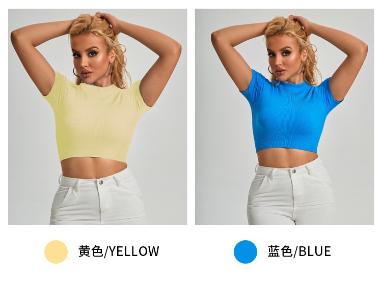 High Quality Popular Women's Crops Tops Ladies Blouse Cotton Plain Crop Top Shirt Cropped t Shirt Gym Sport T Shirts