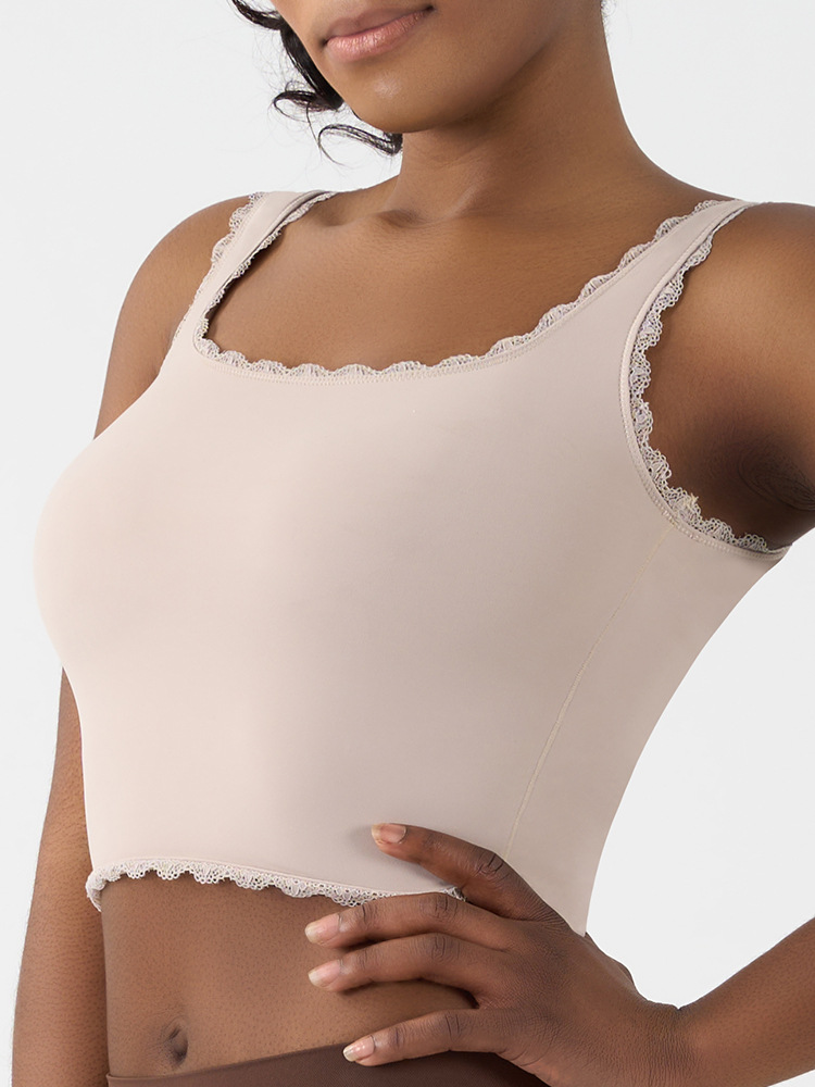 Custom Logo Seamless Yoga Wear Women's Gym Tank Tops Dropshipping Ladies Running Sports Ribbed Yoga Lace Tank Top for Women