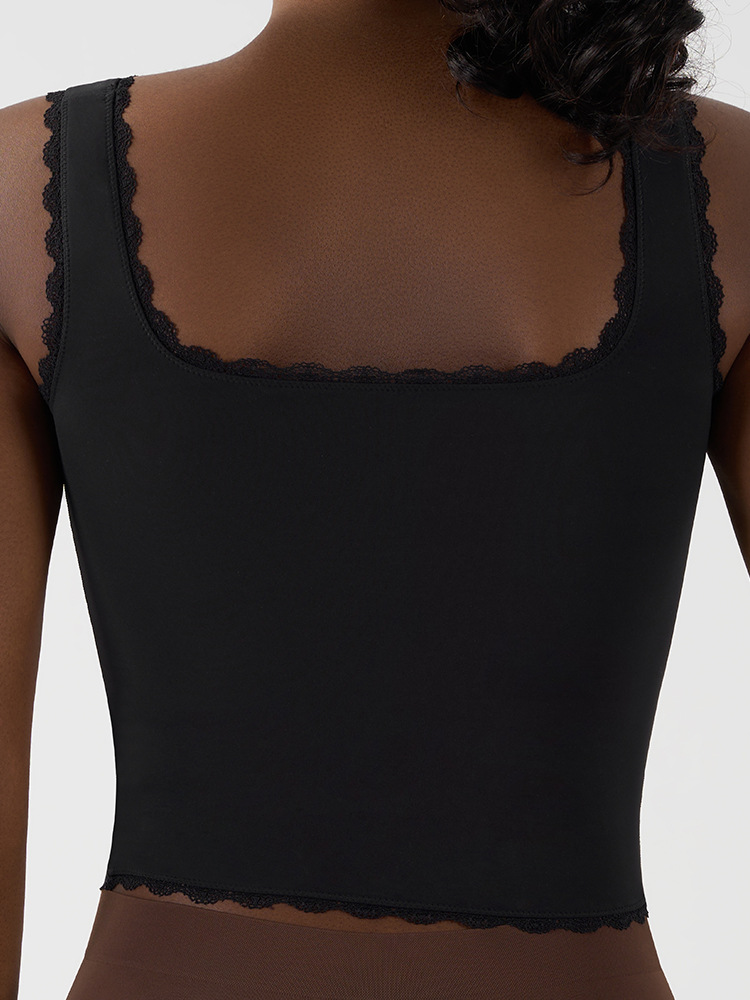 Custom Logo Seamless Yoga Wear Women's Gym Tank Tops Dropshipping Ladies Running Sports Ribbed Yoga Lace Tank Top for Women