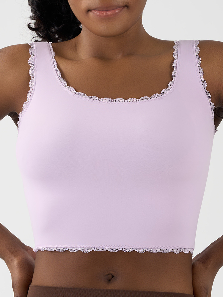 Custom Logo Seamless Yoga Wear Women's Gym Tank Tops Dropshipping Ladies Running Sports Ribbed Yoga Lace Tank Top for Women